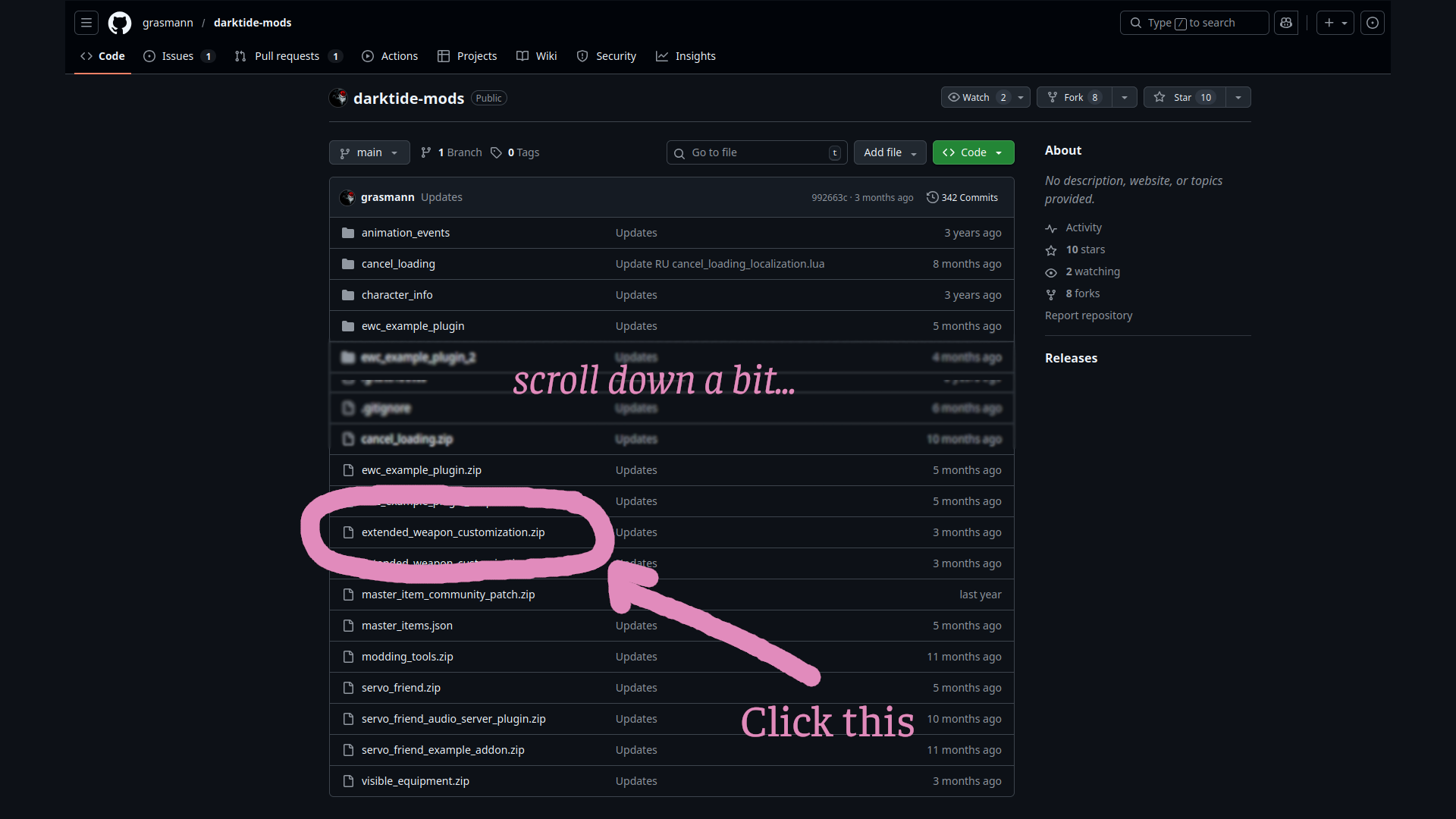 Pointing out the zip file