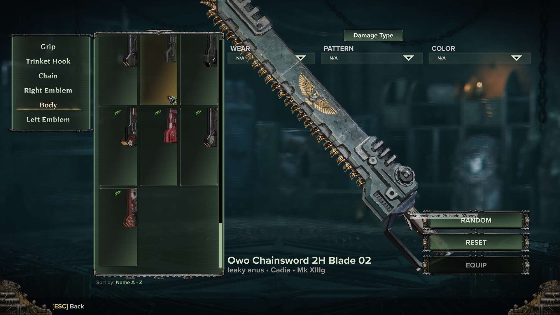 Eviscerator on Chainsword