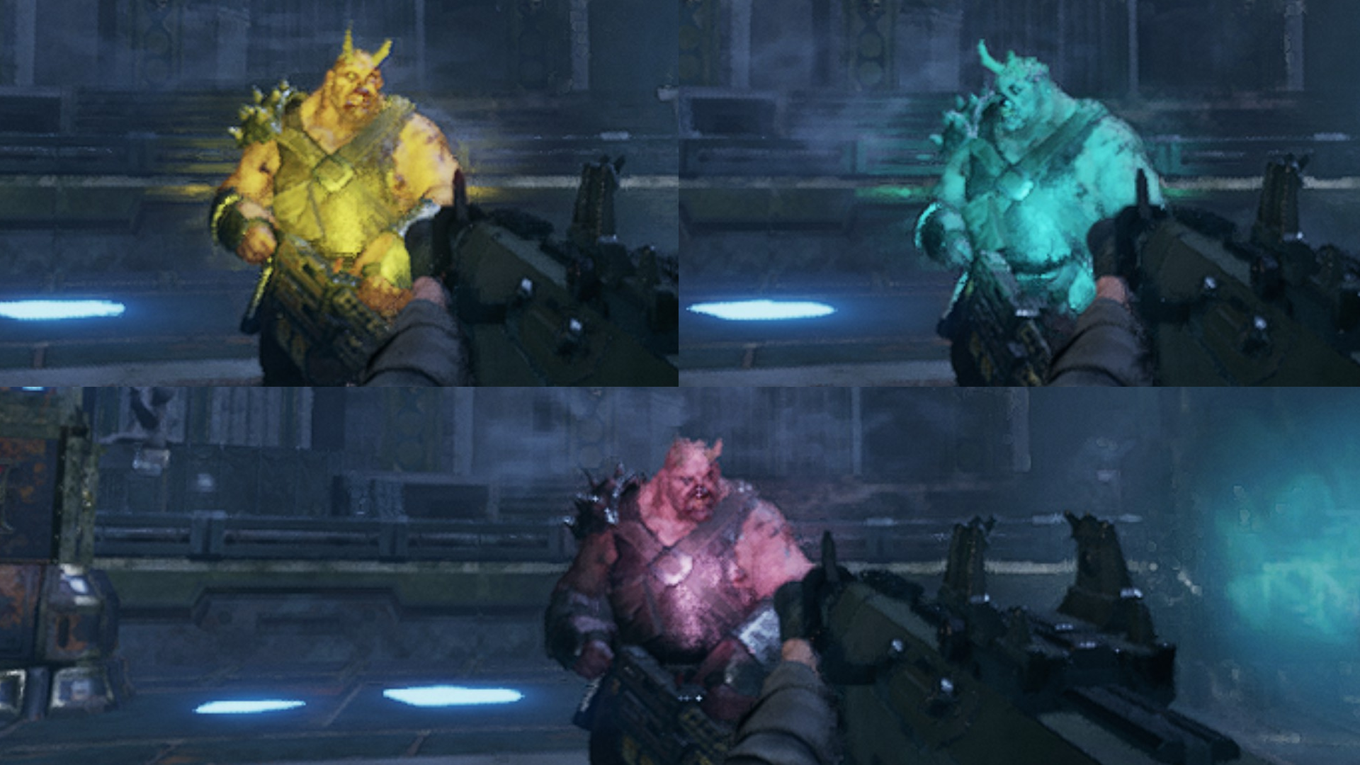 Flashlight colors. Yellow then Cyan on top, then Pink on the bottom.